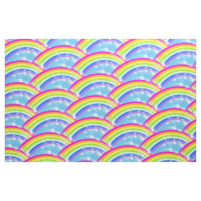 Rainbow stars Blue sky repeat pattern Fabric (Fat Quarter)