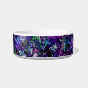 rainbow stars cat food bowl