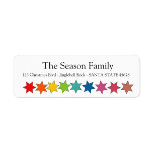 Rainbow stars holiday label return address label