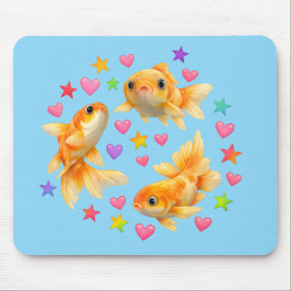 rainbow stars kawaii cute goldfish pet mouse pad