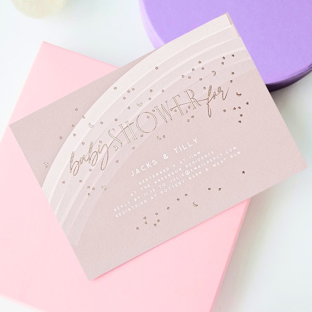 Rainbow Stars Modern Baby Shower Pink Rose Gold (Creator Uploaded)