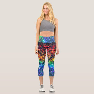 Rainbow Stars Night Sky Capri Leggings
