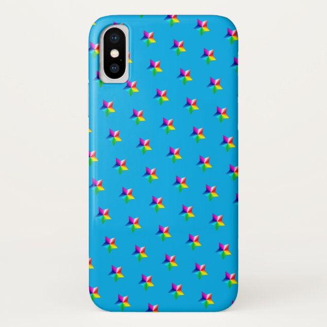 rainbow stars on aqua Case-Mate iPhone case (Back)