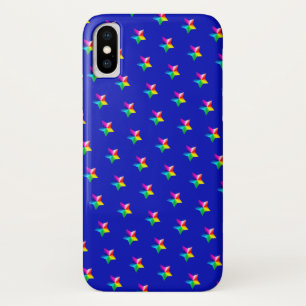 rainbow stars on blue iPhone x case