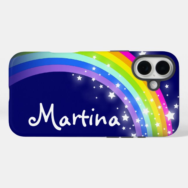 Rainbow stars on navy custom name Case-Mate iPhone case (Back (Horizontal))