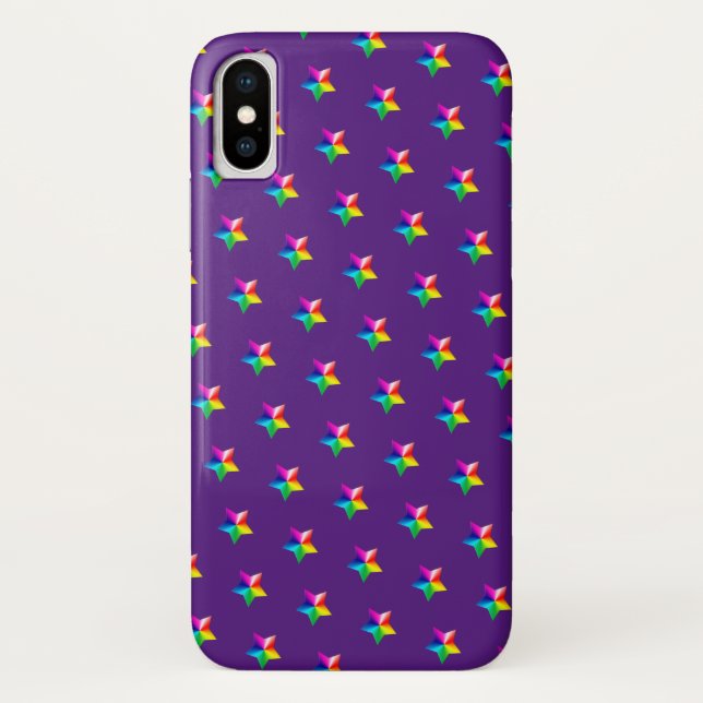 rainbow stars on purple Case-Mate iPhone case (Back)