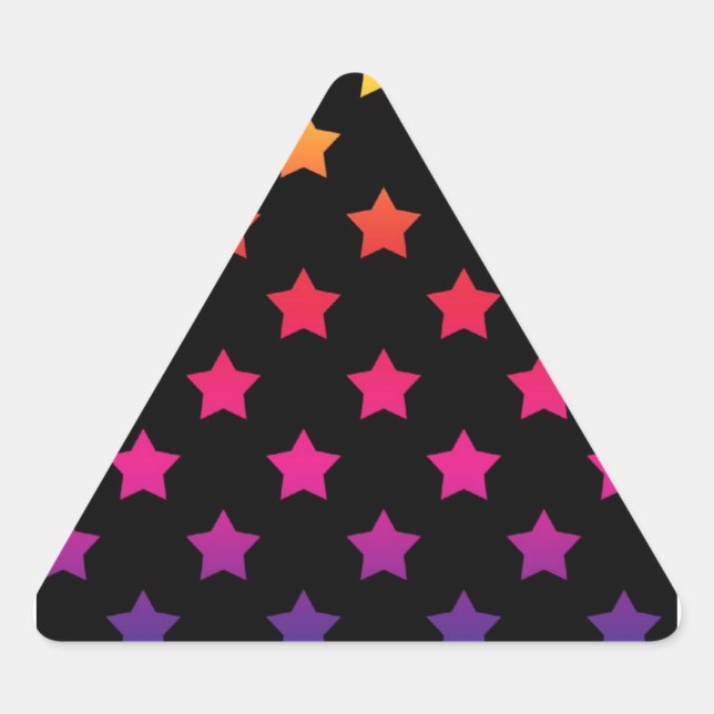 Rainbow Stars over Black Background Pattern Triangle Sticker (Front)