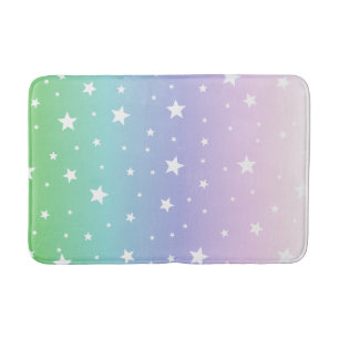 Rainbow Stars Pastell gradient Unicorn NO3y Bath Mat