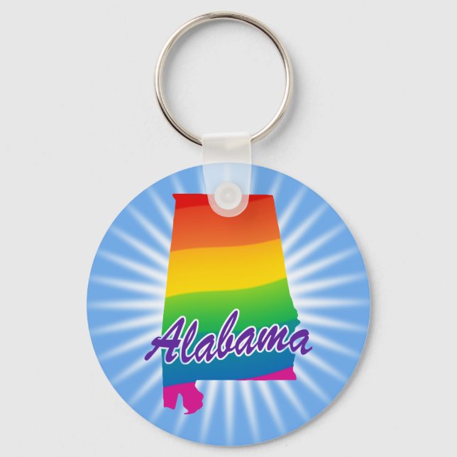 Rainbow State Of Alabama Key Ring (Front)