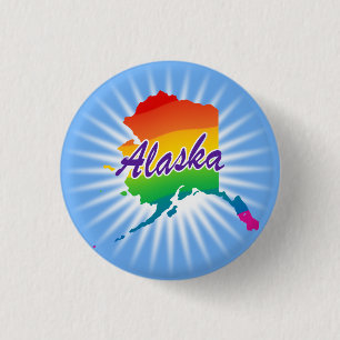 Rainbow State Of Alaska 3 Cm Round Badge