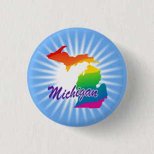 Rainbow State Of Michigan 3 Cm Round Badge
