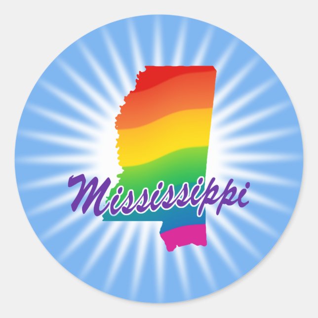 Rainbow State Of Mississippi Classic Round Sticker (Front)