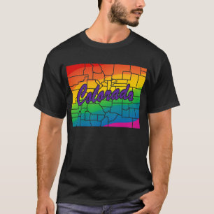 Rainbow State Outline Colorado T-Shirt