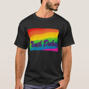 Rainbow State Outline North Dakota T-Shirt