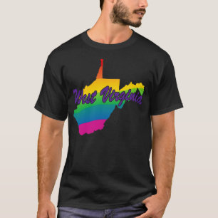 Rainbow State Outline West VIrginia T-Shirt