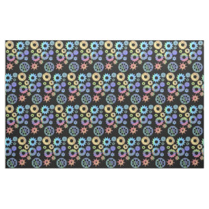 Rainbow steampunk metal gears art fabric