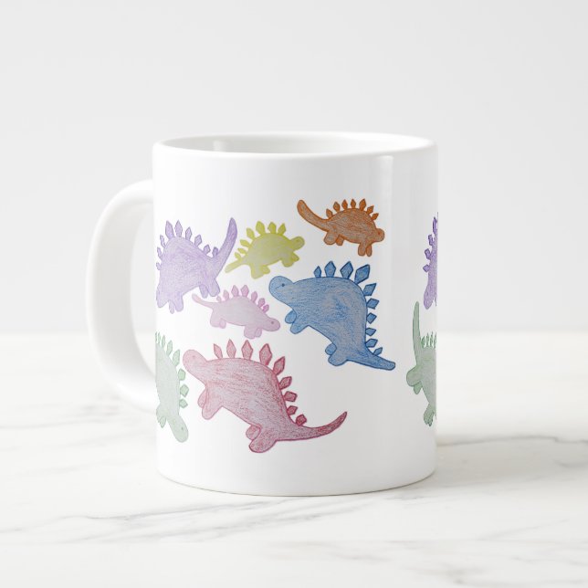 Rainbow Stegosaurus Giant Coffee Mug (Front Left)