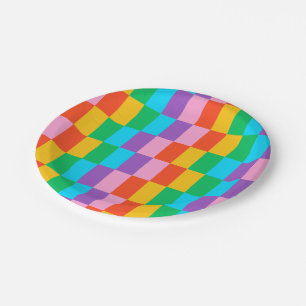 Rainbow Steps Blocks Paper Plate – Bold Colorful