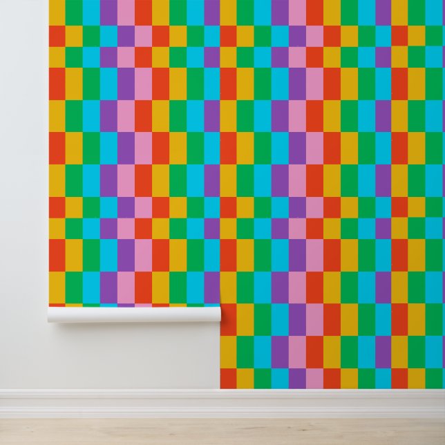 Rainbow Steps Blocks Pattern Removable Wallpaper (Application)