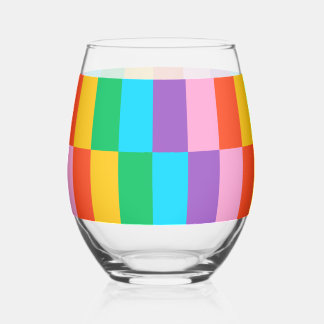 Rainbow Steps Blocks Pattern Stemless Wine Glass