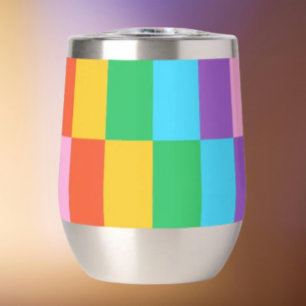 Rainbow Steps Blocks Pattern Stemless Wine Tumbler