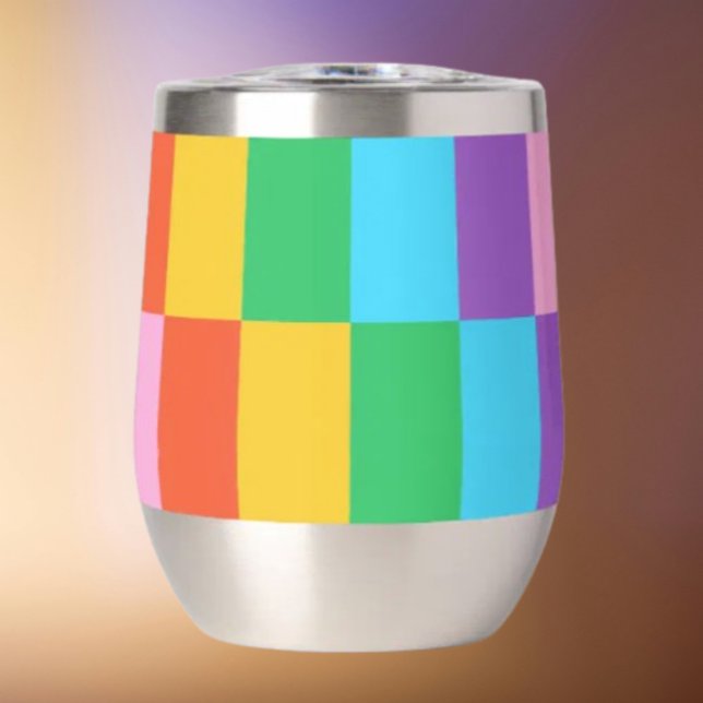 Rainbow Steps Blocks Pattern Stemless Wine Tumbler (Creator Uploaded)