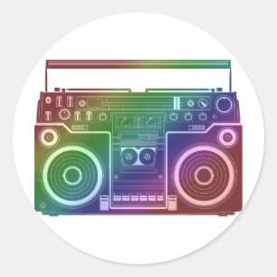 Rainbow Stereo Classic Round Sticker