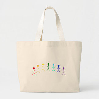 Rainbow Stick Figures - 2 Large Tote Bag