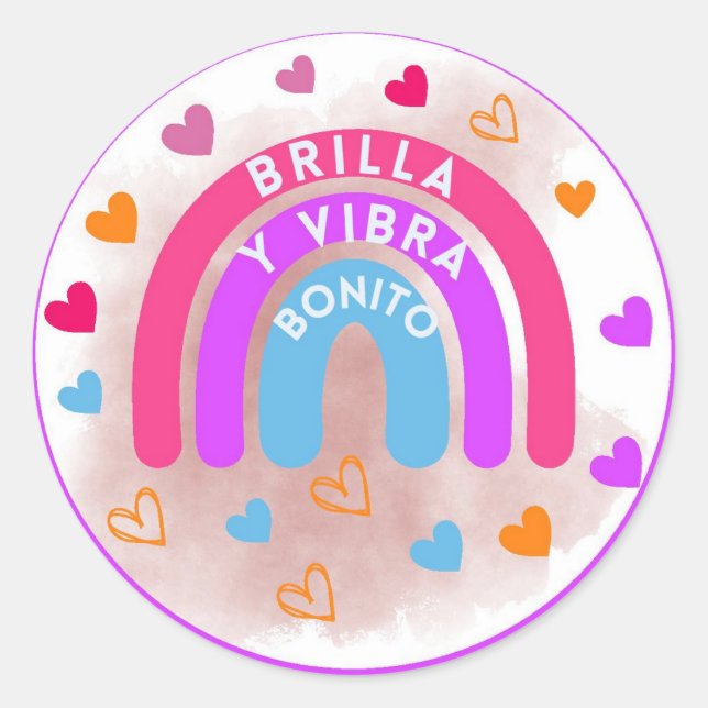 Rainbow Sticker/Sticker with Inspiring Sentence Classic Round Sticker (Front)