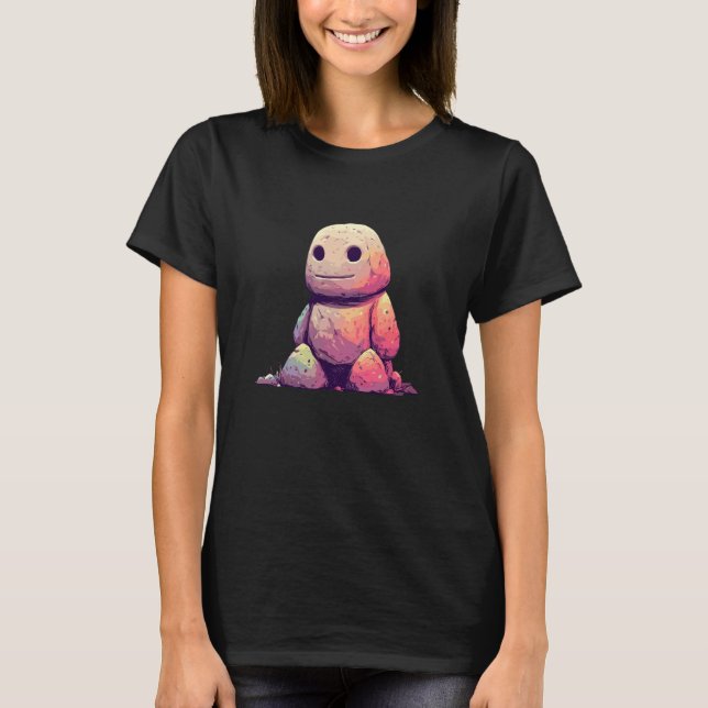 Rainbow Stone Golem Cute Fantasy Pastel Creature T-Shirt (Front)