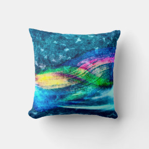 Rainbow Storm Airbrush Art Plush Throw Pillow