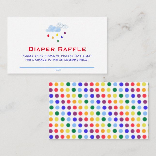 Rainbow Storm Clouds Baby Shower Diaper Raffle Enclosure Card (Front/Back)
