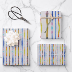 Rainbow Straws and Gold Rings Wrapping Paper Sheet