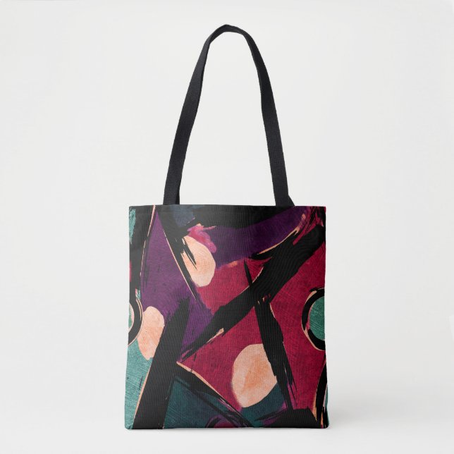 Rainbow Streaks: Abstract Acrylic Texture Tote Bag (Front)