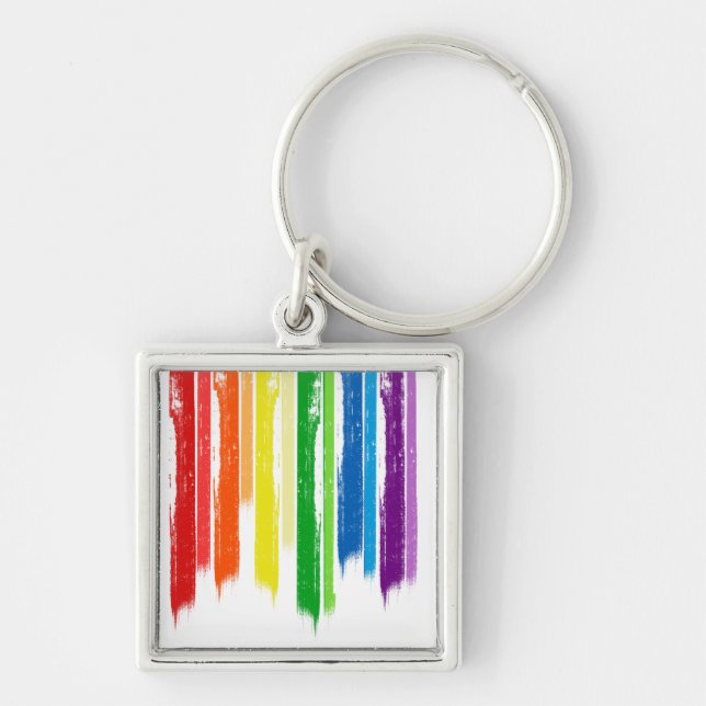 RAINBOW STREAKS -.png Key Ring (Front)