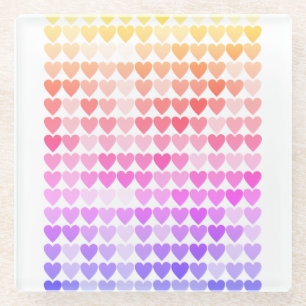 Rainbow String of Hearts Pattern Coasters