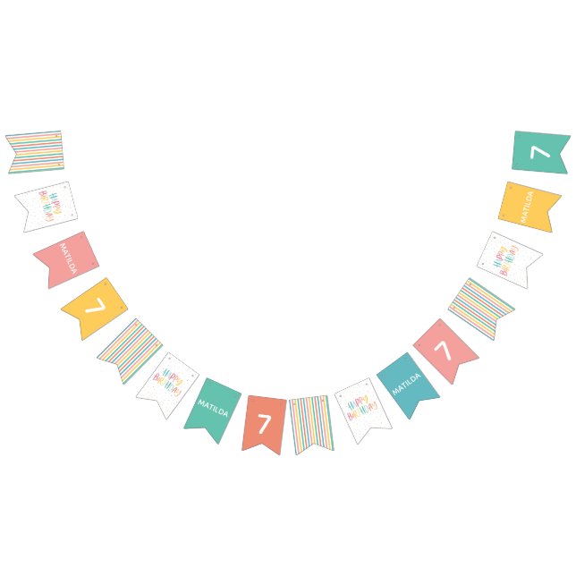 Rainbow stripe and spot birthday bunting (All)