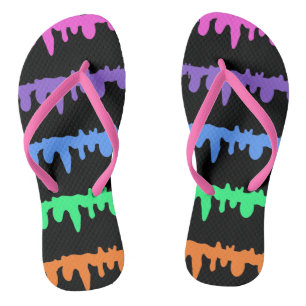 Rainbow Stripe Drippy Pastel Goth Girl Flip Flop