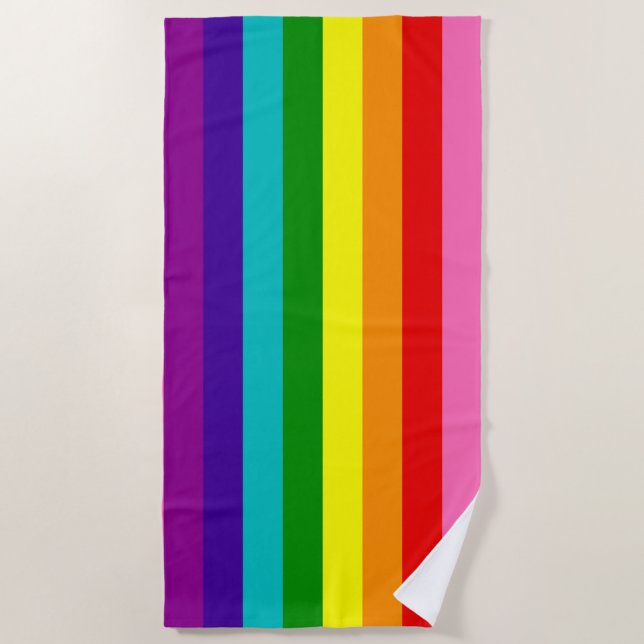 Rainbow Stripe Gilbert Baker Pride Colours Beach Towel (Front)