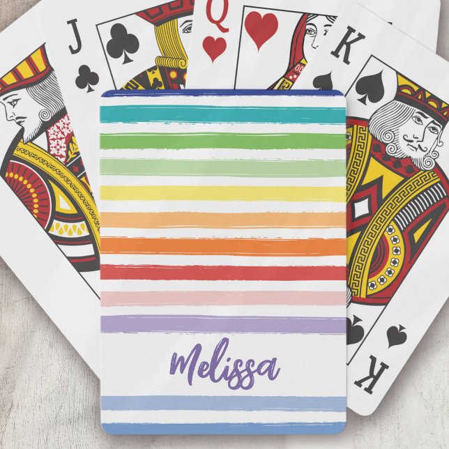 Rainbow Stripe Monogram Playing Cards (Creator Uploaded)
