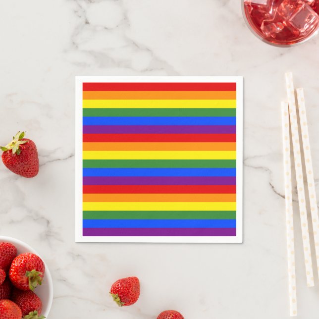 Rainbow Stripe Pattern Pride Party Napkin (Insitu)