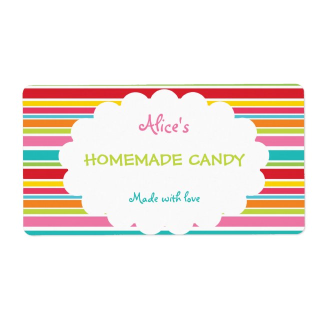 Rainbow Stripe Personalised Homemade Candy (Front)