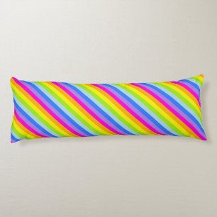 Rainbow stripe pink bright long body pillow