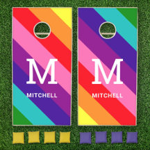 Rainbow Stripe Pride Monogram Family Name