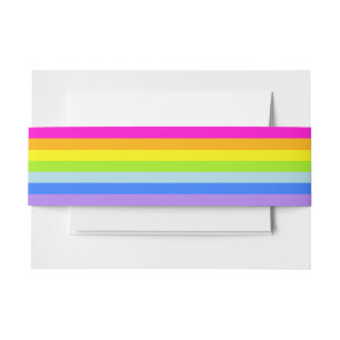 Rainbow stripe stationary belly band invitation belly band