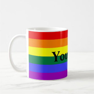 Rainbow Stripe with Custom Text Coffee Mug