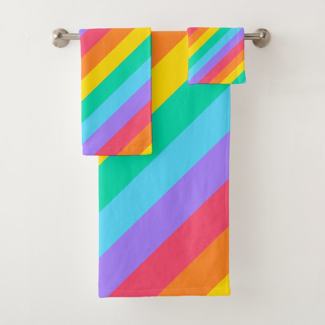 Rainbow Striped Bath Towel Set (Insitu)