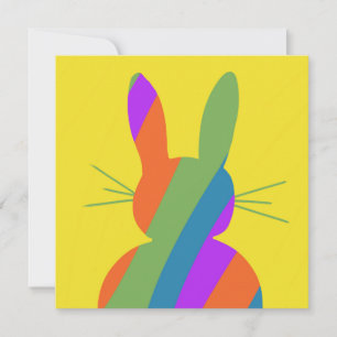 Rainbow striped Easter Bunny Invitation