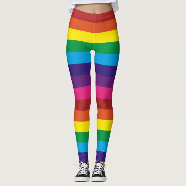 Rainbow Striped Leggings (Front)