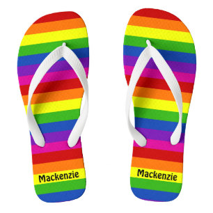 Rainbow Striped Monogram Cute Gay Pride Thongs
